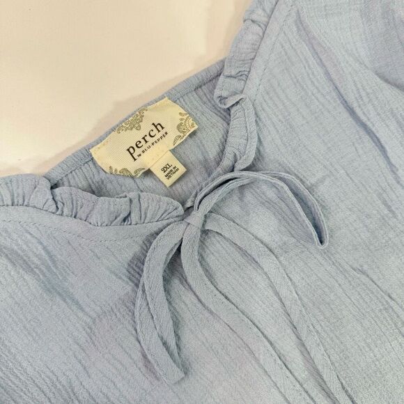 Perch by Blu Pepper Top Shirt Womens 2XL BABYDOLL CURVES Blue NWOT - Picture 2 of 8